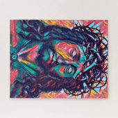 Sad Jezus Christus Face Thorn Abstracte kunst Legpuzzel (Horizontaal)