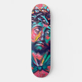 Sad Jezus Christus Face Thorn Abstracte kunst Persoonlijk Skateboard (Voorkant)