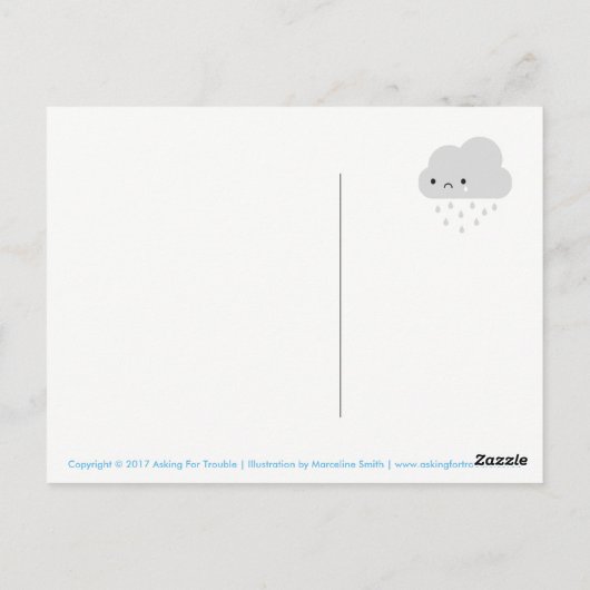 Sad Kawaii Rain Cloud Briefkaart (Achterkant)