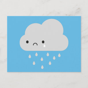 Sad Kawaii Rain Cloud Briefkaart