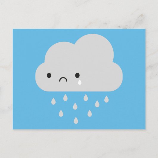 Sad Kawaii Rain Cloud Briefkaart (Voorkant)