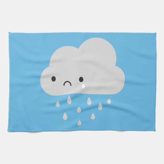 Sad Kawaii Rain Cloud Theedoek (Horizontaal)
