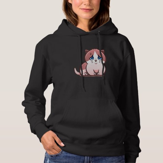 sad kitten adorable cat crying hoodie (Voorkant)