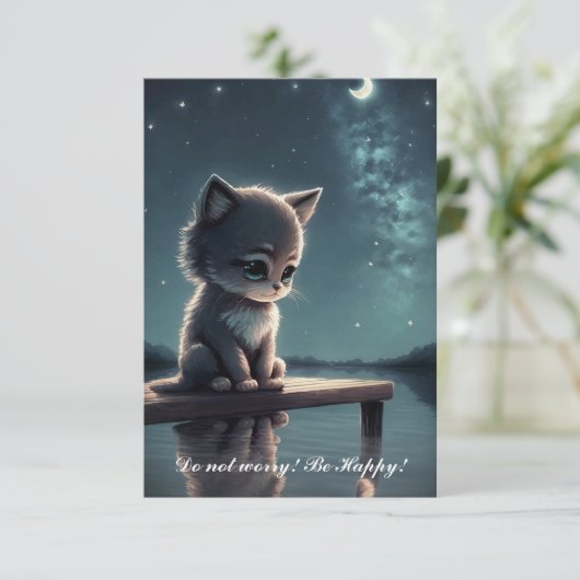 Sad Kitten Bedankkaart (Staand voorkant)