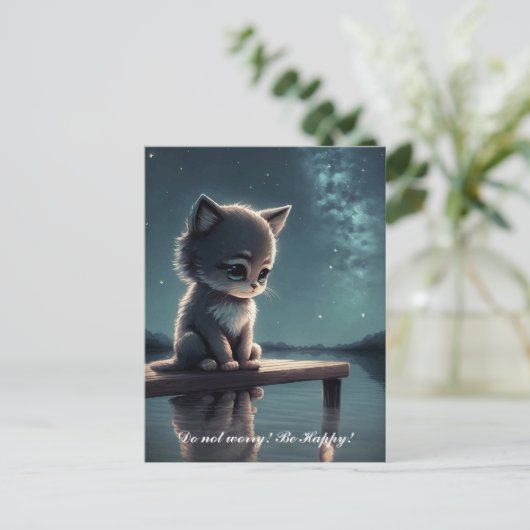 Sad Kitten. Briefkaart (Staand voorkant)