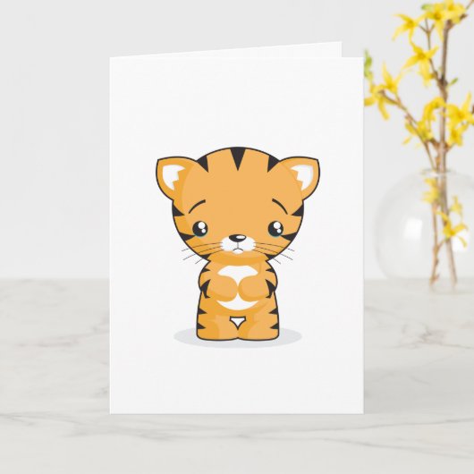 Sad Kitten Wenskaart Kaart (Gele Bloem)