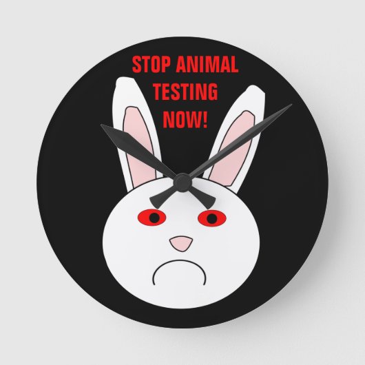 Sad Lab Rabbit Animal Testing Wall klok (Voorkant)