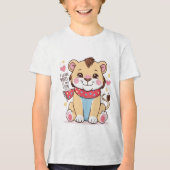 Sad Lion Cub – Zachte pastel Huilende Leeuw T-shir Tri-Blend Shirt (Voorkant)
