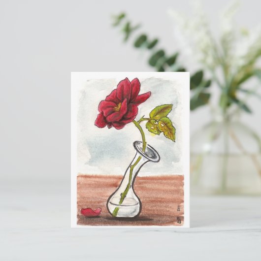 Sad Little Roos Briefkaart (Staand voorkant)