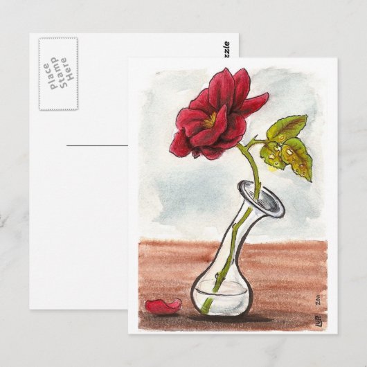 Sad Little Roos Briefkaart (Voorkant / Achterkant)