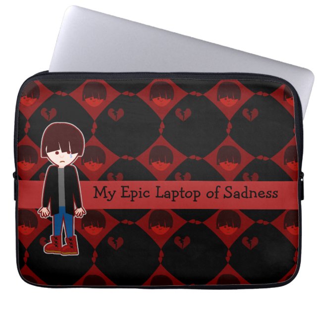 Sad Lonely Emo Boy Laptop Sleeve (Voorkant)