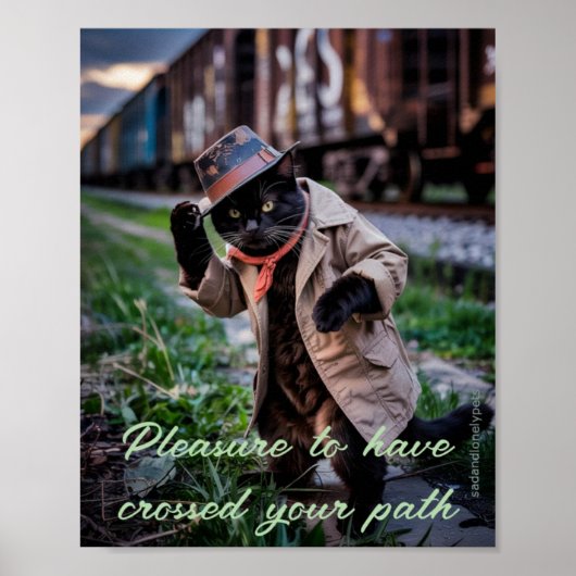 Sad & Lonely Pets Poster Print: Black Cat Pleasure (Voorkant)