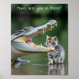 Sad Lonely Pets Poster Print: Mom Are You in There