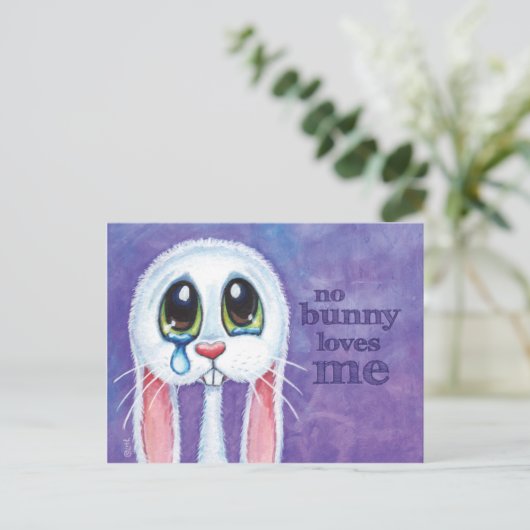 Sad Lonely White Rabbit Briefkaart (Staand voorkant)
