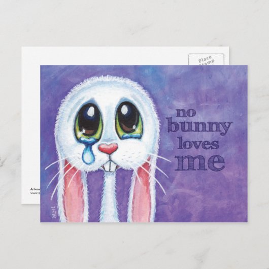 Sad Lonely White Rabbit Briefkaart (Voorkant / Achterkant)