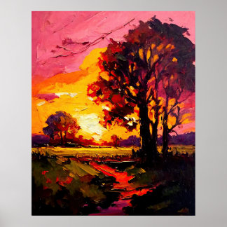 Sad Meadow Sunset Fine Art Poster