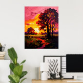 Sad Meadow Sunset Fine Art Poster (Thuiskantoor)