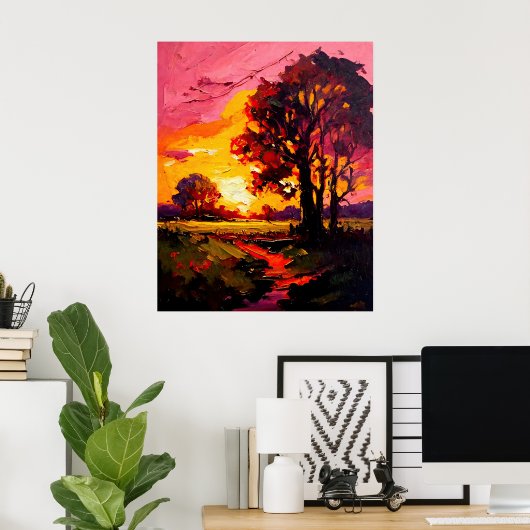 Sad Meadow Sunset Fine Art Poster (Thuiskantoor)