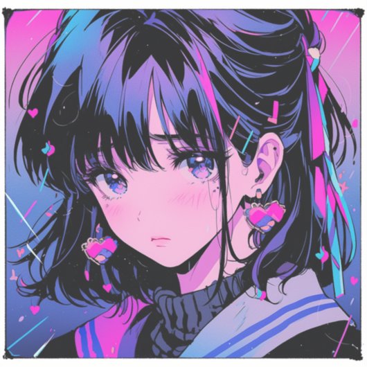 Sad Meisje 90s Anime Stijl Sticker (Voorkant)