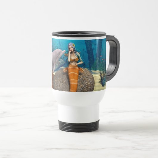 Sad Mermaid and Dolphin Reisbeker (Voorkant rechts)