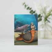 Sad Mermaid Briefkaart (Staand voorkant)