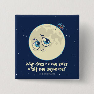 Sad Moon Vierkante Button 5,1 Cm