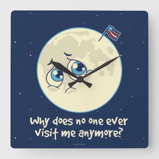 Sad Moon Vierkante Klok (Voorkant)