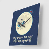 Sad Moon Vierkante Klok (Hoek)