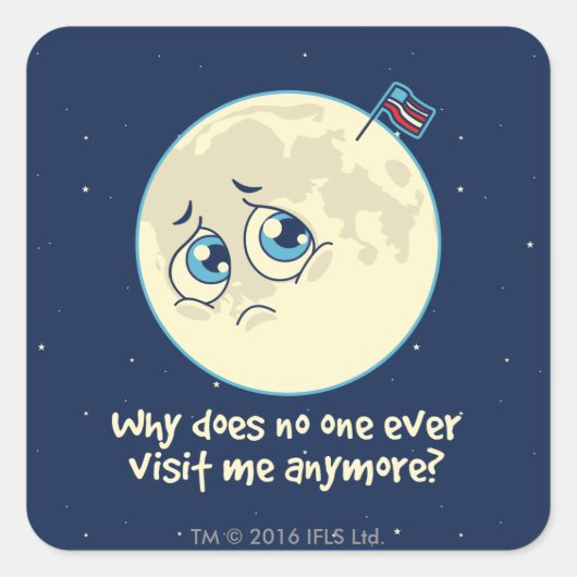 Sad Moon Vierkante Sticker (Voorkant)