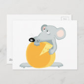 Sad Mouse Mice Holding Cheese Briefkaart (Voorkant / Achterkant)