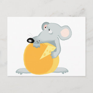 Sad Mouse Mice Holding Cheese Briefkaart