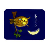 Sad owl met traan en maan die je cartoon mist magneet (Horizontaal)