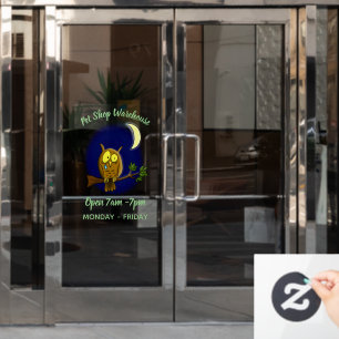 Sad owl met traan en maan die je cartoon mist raamsticker