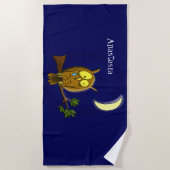 Sad owl met traan en maan die je cartoon mist strandlaken (Voorkant)