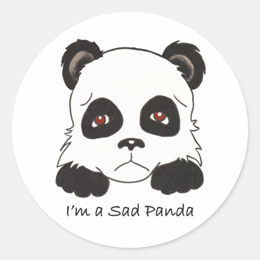Sad Panda Ronde Sticker (Voorkant)