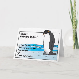 Sad Penguin Birthday Card Kaart