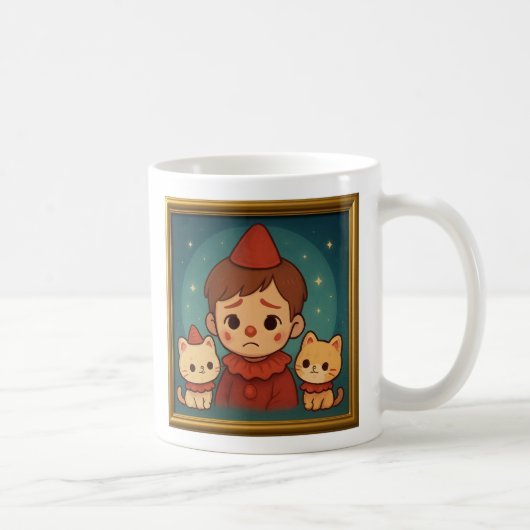 Sad Pierrot and Cats Mug Koffiemok (Rechts)