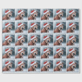 Sad Pit Bull met Santa Hat Kerstmis Cadeaupapier (Vlak)