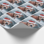 Sad Pit Bull met Santa Hat Kerstmis Cadeaupapier (Hoek)
