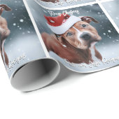 Sad Pit Bull met Santa Hat Kerstmis Cadeaupapier (Rol Hoek)