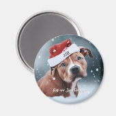 Sad Pit Bull met Santa Hat Kerstmis Magneet (Voorkant / Achterkant)