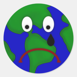Sad Planet Earth Design Ronde Sticker