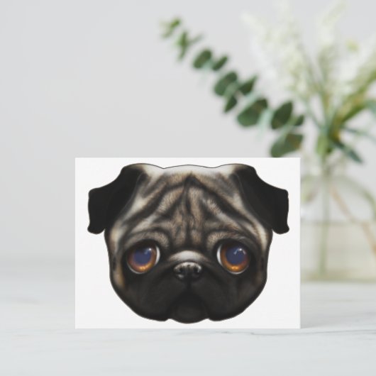 Sad Pug briefkaart (Staand voorkant)