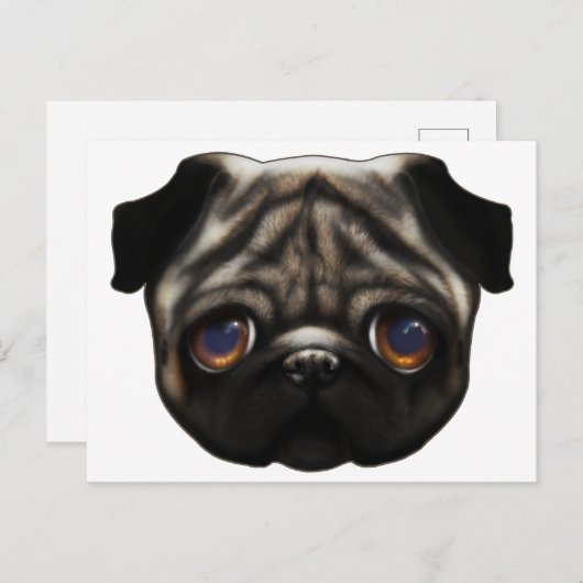 Sad Pug briefkaart (Voorkant / Achterkant)