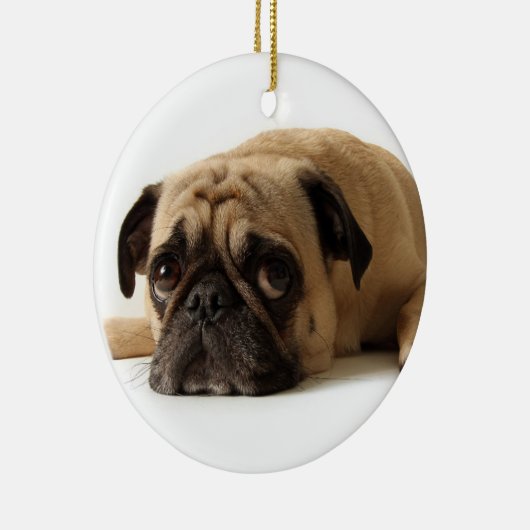 Sad Pug Keramisch Ornament (Rechts)