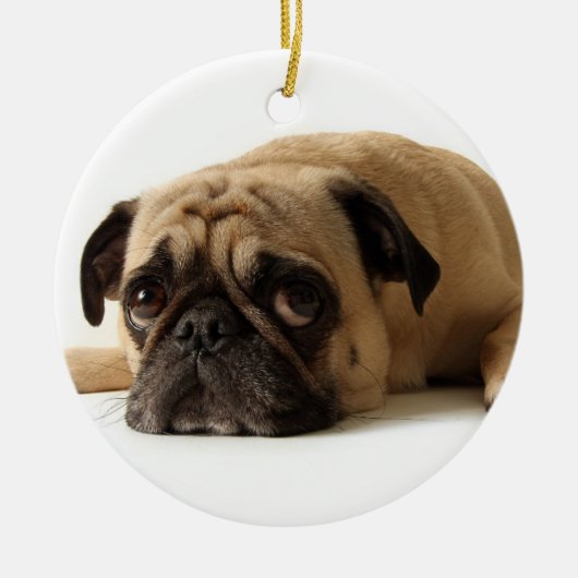 Sad Pug Keramisch Ornament (Voorkant)