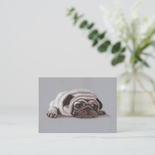 Sad Pug Notitiekaartje (Staand voorkant)