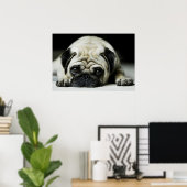 Sad Pug Puppy Dog Poster (Thuiskantoor)