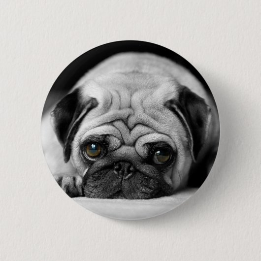 Sad Pug Ronde Button 5,7 Cm (Voorkant)