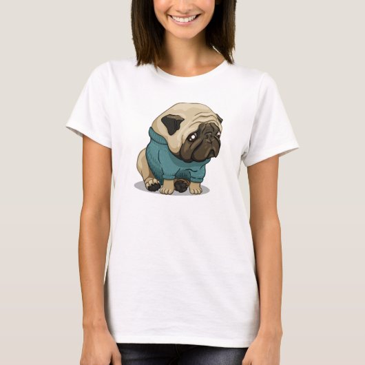 Sad pug t-shirt (Voorkant)